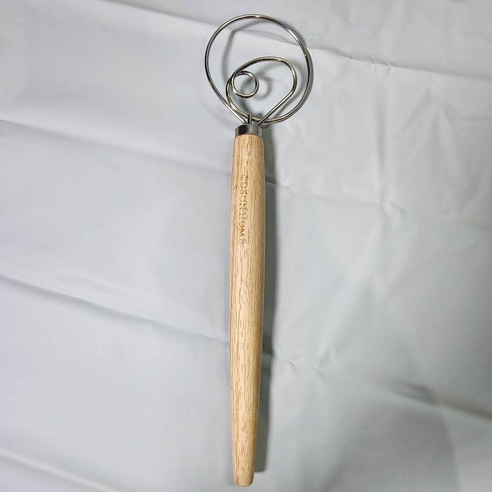 Coson Home Flour Danish Dough Wihsk Wire Loop Design Wooden Handle Bread Cookie